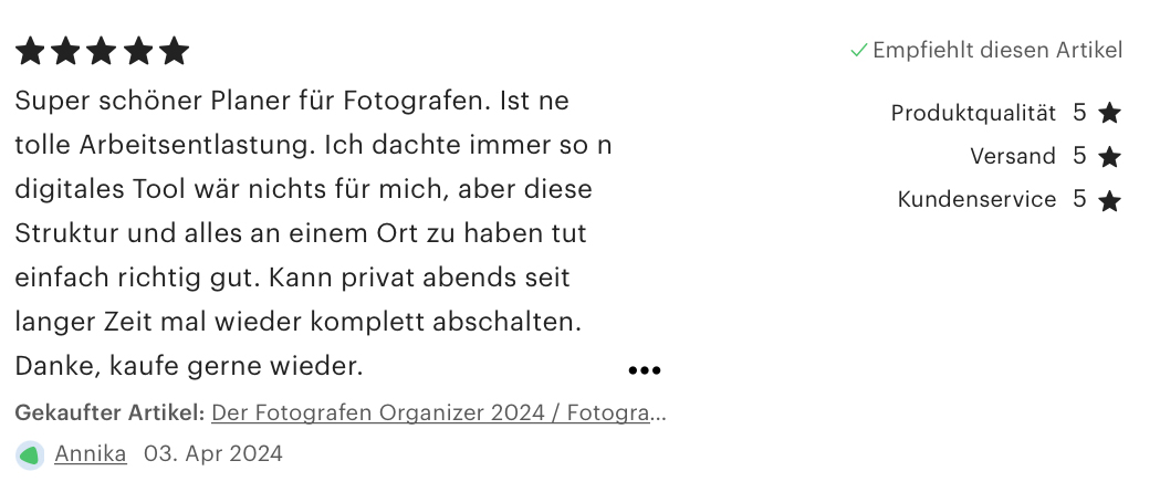 Fotografen Planer Organizer Produktivität Struktur Übersicht Professionell Effizienz Einfach