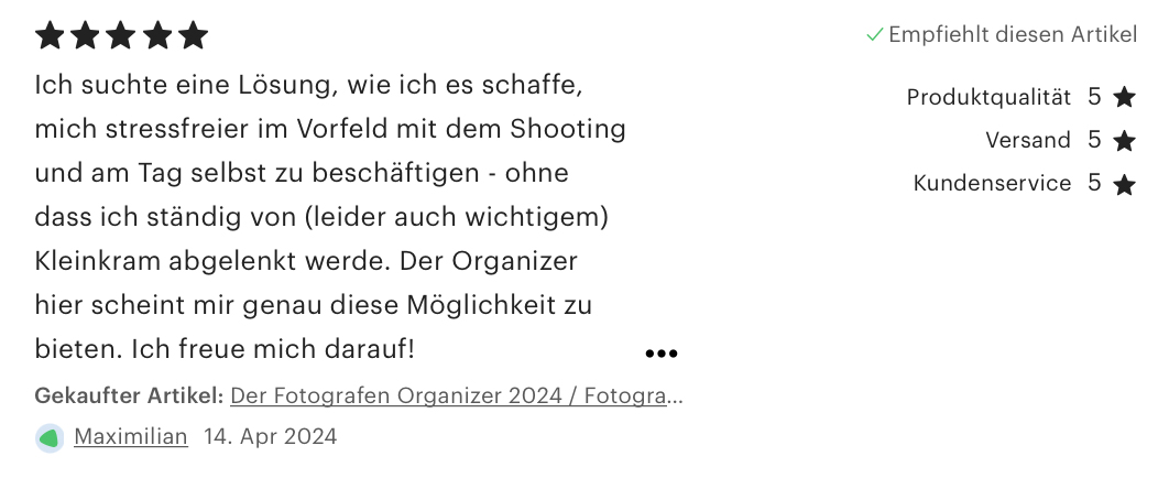 Fotografen Planer Organizer Produktivität Struktur Übersicht Professionell Effizienz Einfach